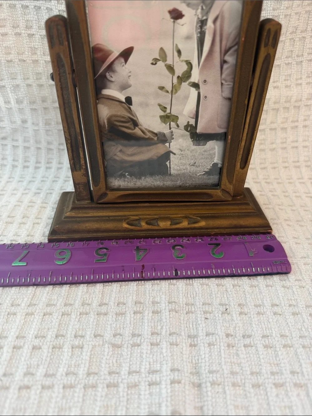 Vintage wood swivel gold bronzed picture frame